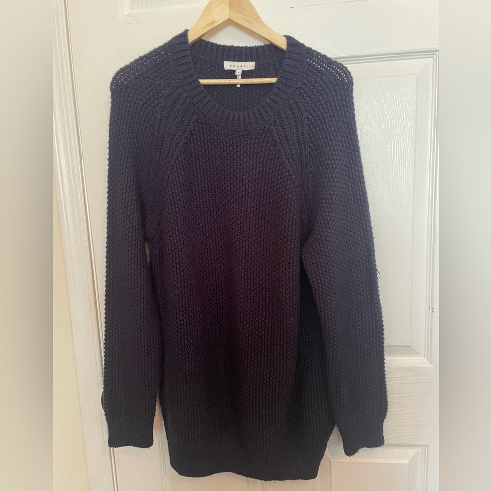 Sandro Paris Navy Knit Jumper/ Sweater Size Large